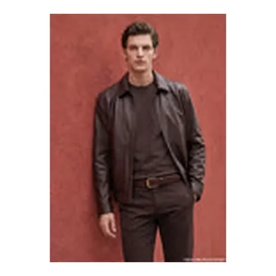 Bordo Düz Regular Fit Deri Ceket