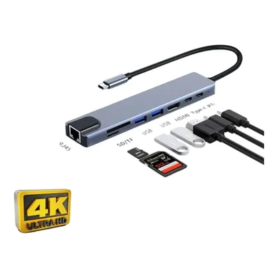 Daytona FC04 6 In 1 Type C To Pd HDMI USB RJ45 Adapter Gri
