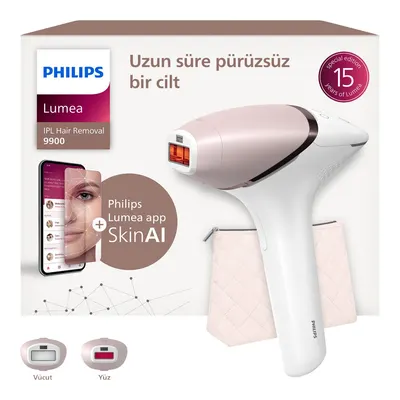 PHILIPS Lumea 9900 Serisi BRI950/02 IPL Tüy Alma, SkinAI Uygulama, Vücut ve Yüz için 2 Başlık, Çanta