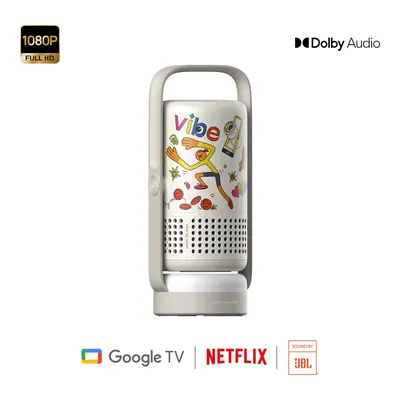 XGIMI Vibe One Bataryalı 1080P 250 Iso Lümen JBL Hoparlör Dolby Audio Ambiyans Işığı Lisanslı Google TV Netflix Taşınabilir Projeksiyon Cihazı