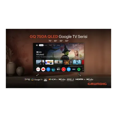 GRUNDIG 65 GQ 750A 65 inç 165 Ekran Uydu Alıcılı Google TV Smart 4K Ultra HD QLED TV