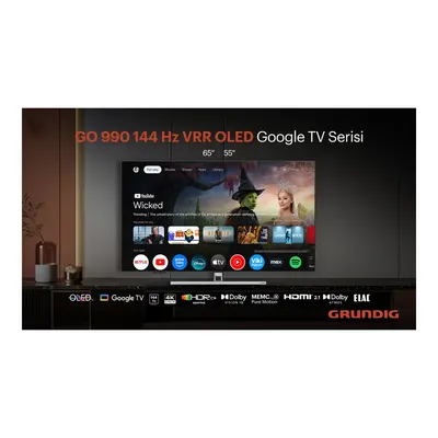 GRUNDIG 55GO 990A 55 inç 139 Ekran Uydu Alıcılı Google TV Smart 4K Ultra HD 144 Hz OLED TV