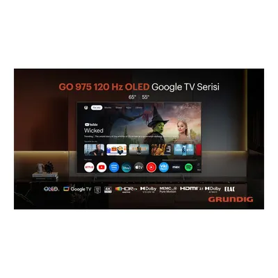 GRUNDIG 65 GO 975A 65 inç 165 Ekran Uydu Alıcılı Google TV Smart 4K Ultra HD 144 Hz OLED TV
