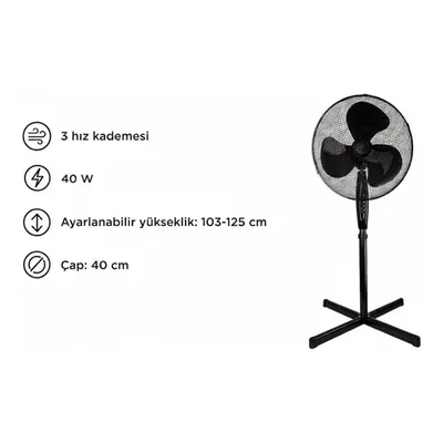 KOENIC KOSF 40326 Ayaklı Vantilatör Siyah (45 Watt)