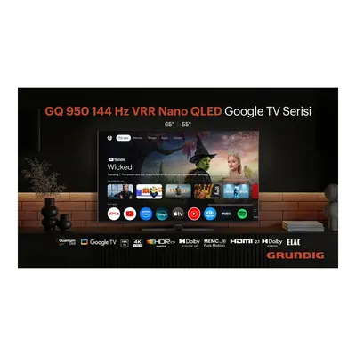 GRUNDIG 55 GQ 950A 55 inç 139 Ekran Uydu Alıcılı Google TV Smart Dolby Vision & Atmos 4K Ultra HD QLED TV