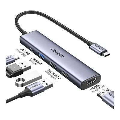 UGREEN Revedok 5 in 1 Type-C 3XUSB-A, USB-C, HDMI Usb-C Çoklayıcı Gri, 15495