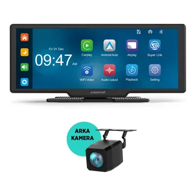 POLO SMART PSM700 170 ° Görüş Açısı Apple + Android Carplay IPS Ekranlı Araç İçi Kamera ve Smart Ekran