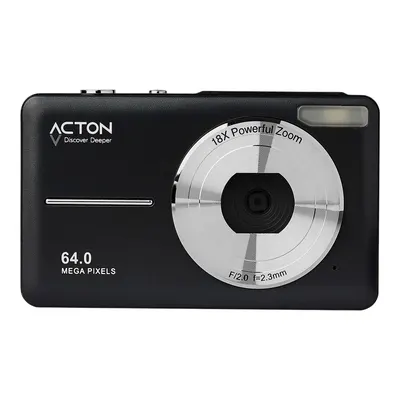 ACTON Pixon Digital 18X Zoom 64 MP Flaşlı Vlog Kamera Fotoğraf Makinesi Siyah