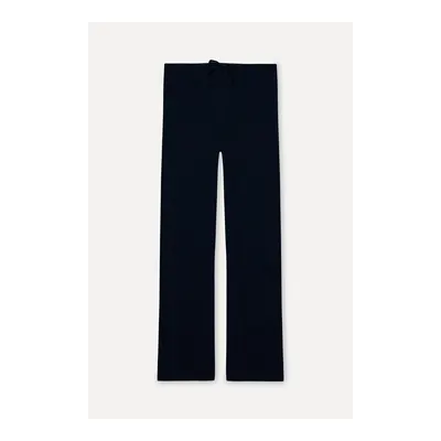 Kadın Lacivert Beli Bağlamalı Wide Leg Pantolon