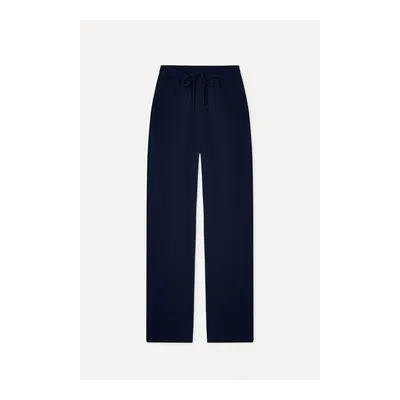 Kadın Lacivert Wide Leg Beli Bağlamalı Pantolon