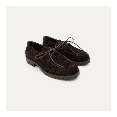 Kadın Kahverengi Desenli Bağcıklı Loafer Ayakkabı