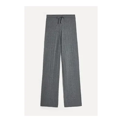 Kadın Gri Comfort Fit Bağlamalı Pantolon