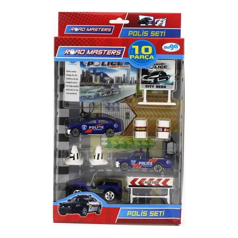 Road Master Die Cast 10 Parça Polis Seti, görsel 1