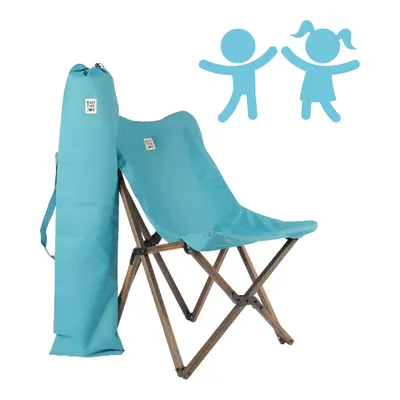 BAG THE JOY Çocuk Ahşap Antrasit İskelet Katlanır Çantalı Kamp Sandalyesi Turkuaz