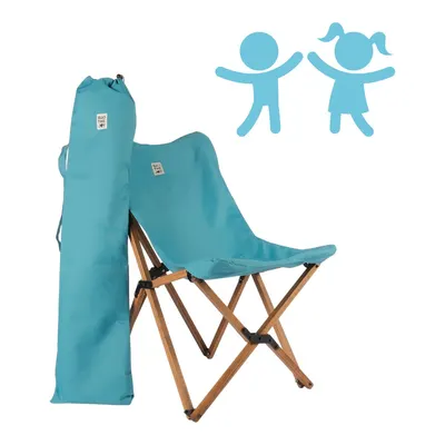 BAG THE JOY Çocuk Ahşap Kahverengi İskelet Katlanır Çantalı Kamp Sandalyesi Turkuaz