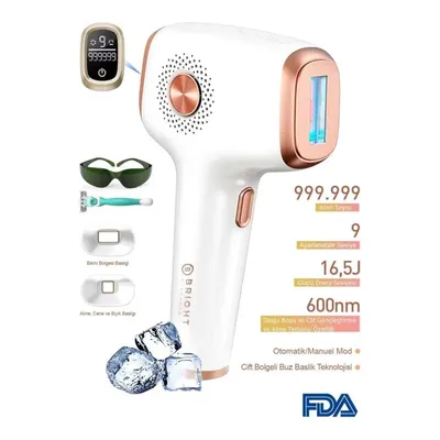 BRIGHT ELEGANCE Be-9030 Buz Başlık 999.999 Atım Otomatik/Manuel Mod IPL Lazer Epilasyon Aleti Beyaz
