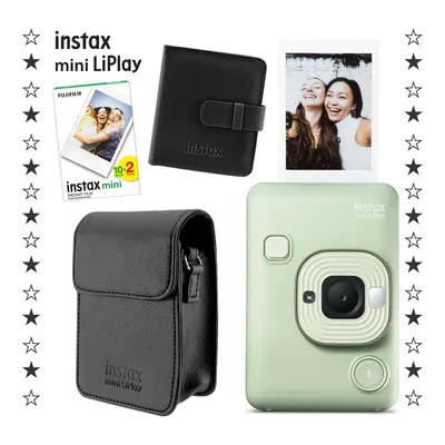 FUJIFILM Instax Mini LiPlay Fotoğraf Makinesi 20'li Film Albüm ve Çanta Seti Matcha Green