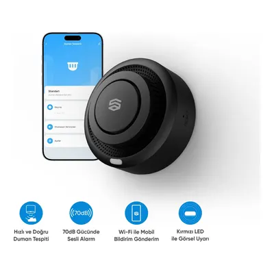 ŞIMART Wi-Fi Kontrollü ve Gerçek Zamanlı Alarm Akıllı Duman Dedektörü