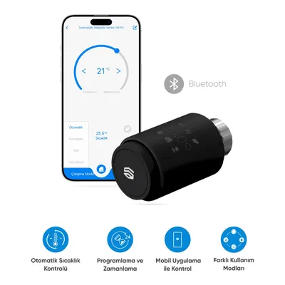 ŞIMART Bluetooth Bağlantılı ve Isı Kontrolü Akıllı Termostatik Radyatör Vanası