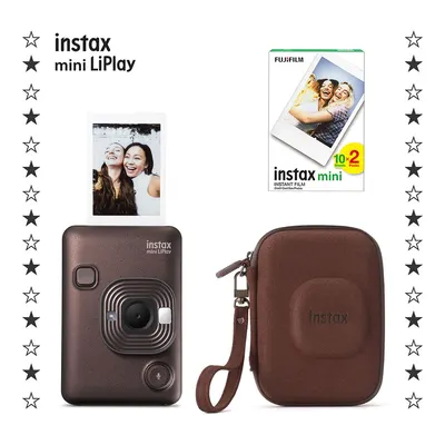 FUJIFILM Instax Mini LiPlay Fotoğraf Makinesi 20'li Film ve Çanta Seti Kahverengi