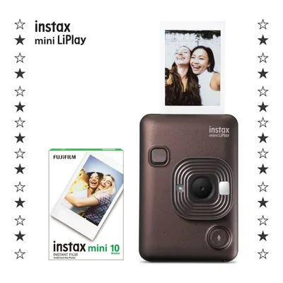 FUJIFILM Instax Mini LiPlay Hybrid Fotoğraf Makinesi ve 10'lu Film Kahverengi