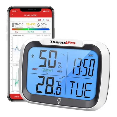 THERMOPRO TP393B 7" Wi-Fi İç ve Dış Mekan Sıcaklık Nem Basınç Ölçer Geniş Ekranlı Termometre
