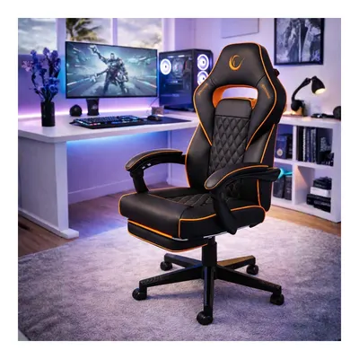 RAMPAGE KL-R12 Lumos Terletmez Ayak Destekli Oyuncu Koltuğu Siyah