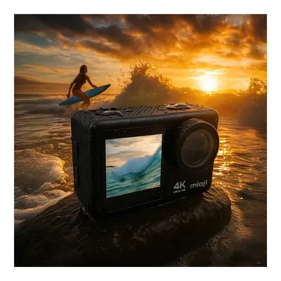 MIOJI Action 12X 4K 60FPS 20MP Çift Ekran Wifi 170° Aksiyon Kamerası Siyah