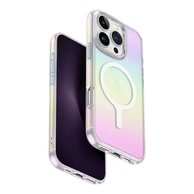 UNIQ Iridescia iPhone 16 Pro Uyumlu MagSafe Rainbow Telefon Kılıfı Beyaz