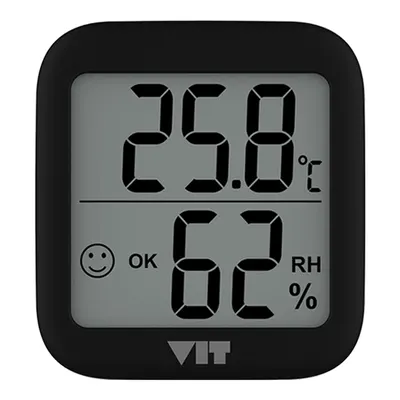 VIT BVT17 İç Mekan Dijital Isı ve Nem Ölçer Siyah Termometre