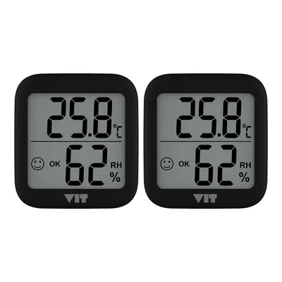 VIT BVT17-01 2'li İç Mekan Dijital Isı ve Nem Ölçer Siyah Termometre