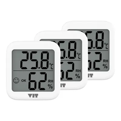 VIT WVT17-02 3'lü İç Mekan Dijital Isı ve Nem Ölçer Beyaz Termometre