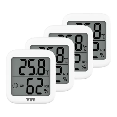 VIT WVT17-03 4'lü İç Mekan Dijital Isı ve Nem Ölçer Beyaz Termometre