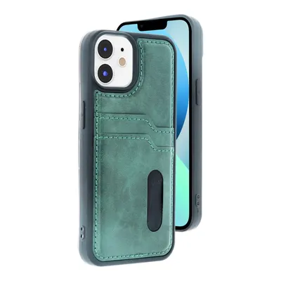 NEWFACE iPhone 11 Uyumlu Sara Kartvizitli Deri Kılıf Telefon Kılıfı Koyu Yeşil