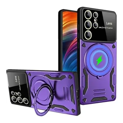 NEWFACE Samsung Galaxy S24 Ultra Uyumlu Joy Lens Standlı Telefon Kılıfı Mor