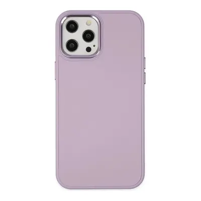 NEWFACE iPhone 12 Pro Max Uyumlu Asya Deri Silikon Telefon Kılıfı Lila