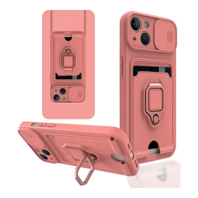 NEWFACE iPhone 15 Uyumlu Zuma Kartvizitli Yüzüklü Silikon Telefon Kılıfı Pembe