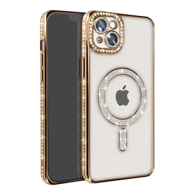 NEWFACE iPhone 15 Uyumlu Joke Simli Magneticsafe Kılıf Telefon Kılıfı Altın