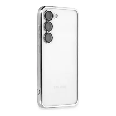 NEWFACE Samsung Galaxy S23 Uyumlu Kamera Korumalı Lensli Silikon Telefon Kılıfı Gümüş