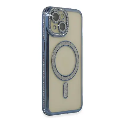 NEWFACE iPhone 15 Uyumlu Joke Simli Magneticsafe Telefon Kılıfı Lacivert