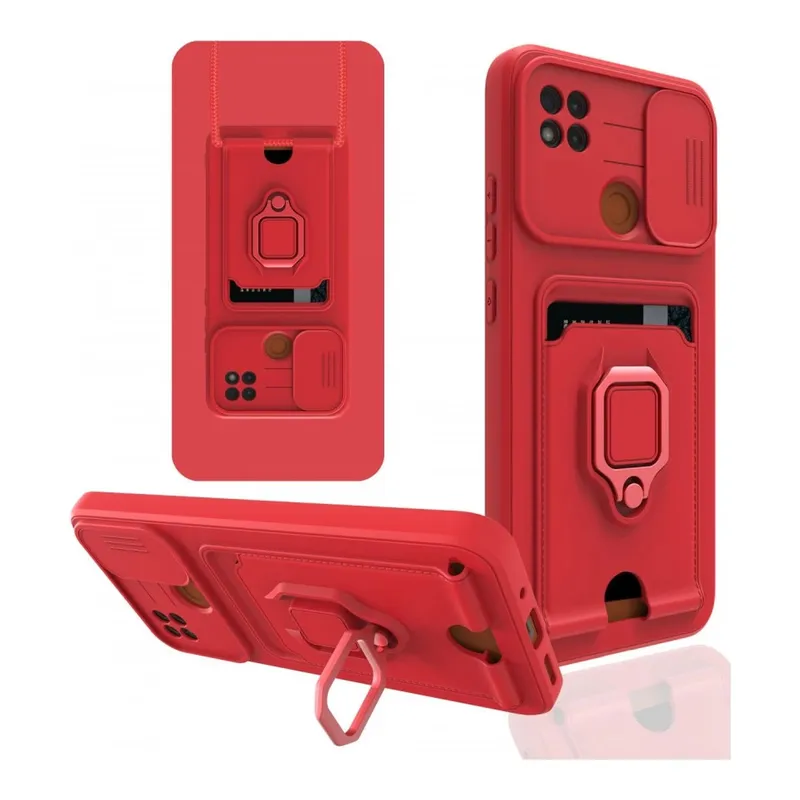 NEWFACE Xiaomi Redmi 9c Uyumlu Zuma Kartvizitli Yüzüklü Silikon Telefon Kılıfı Kırmızı, görsel 1