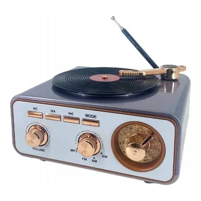 ROSE SP-425 USB-SD-FM-Bluetooth Destekli Şarjlı Nostaljik Retro Radyo Gri