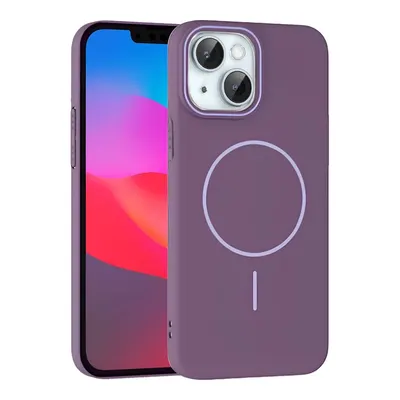 NEWFACE iPhone 15 Plus Uyumlu Broş Magsafe Kapak Telefon Kılıfı Mor