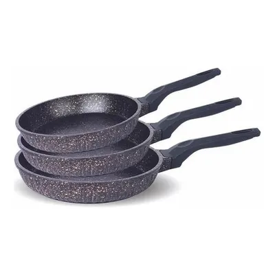 FMS D3000 Döküm Granit 3 Parça (20-24-28 cm) Tava Seti Siyah
