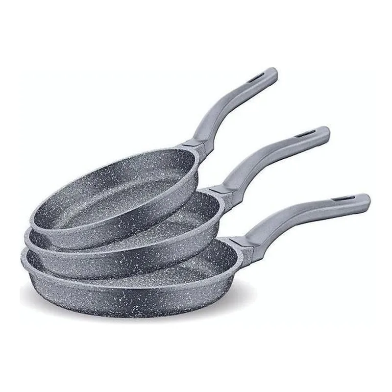 FMS D3000 Döküm Granit 3 Parça (20-24-28 cm) Tava Seti Inox, görsel 1