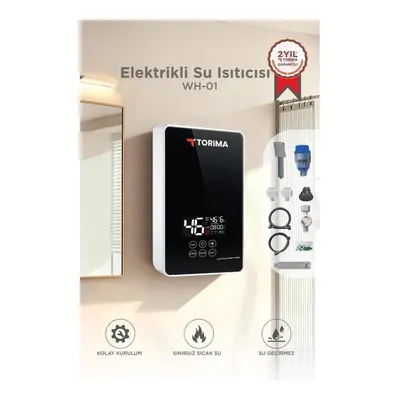 TORIMA WH01 Elektrikli Su Isıtıcı 7000 W Banyo Mutfak Tipi Duvara Monte Su Isıtıcısı Şofben Siyah