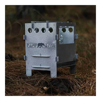 KAMP AYISI PyroLite™ Ateş Kutusu: Pratik ve Katlanır Çok Yakıtlı Çantalı Metal Kamp Ocağı Gri
