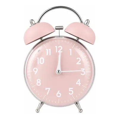 VALKYRIE Retro Çalar Saat Işıklı Analog Dekoratif Komodin Saati Bombe Kapaklı 15x10 Pembe Masa Saati