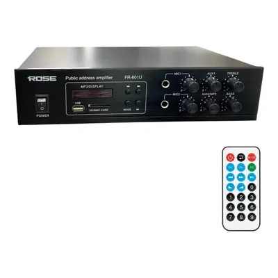 ROSE FR-601U 100W Mono Hat Trafolu USB SD Bluetooth Mixer Amfi Siyah