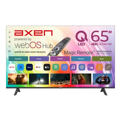 AXEN AX65QUMLN-W02M 4K Ultra HD webOS ThinQ AI Destekli Sihirli Kumanda 65 inç 164 cm QLED 4K SMART TV